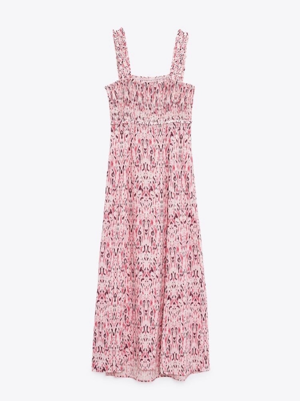 Zara Smocked Printed Maxi Dress